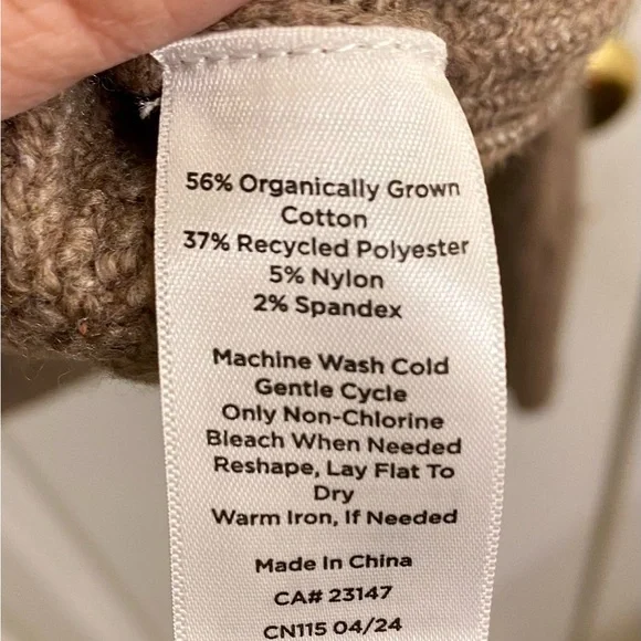 HAVEN WELL WITHIN ORGANIC COTTON CABLE KNIT SWEATER MOCK NECK BROWN SIZE SMALL - Picture 4 of 13